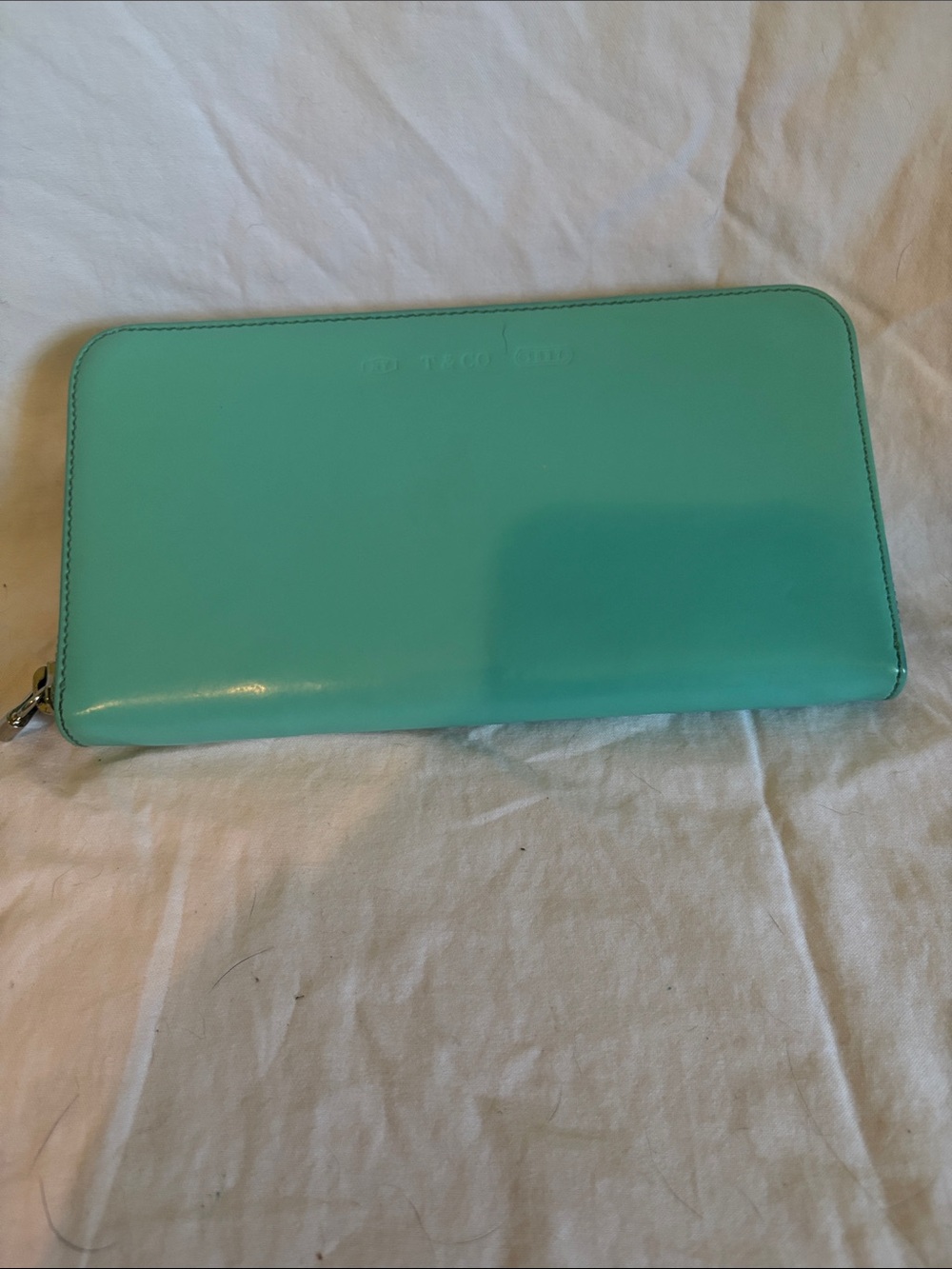 T & Co Turquoise Leather Wallet Rare Piece  Includes Original Box and Dust Bag.